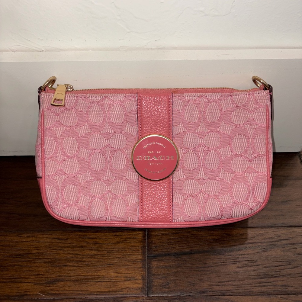 Coach Pink and White Signature Bag
